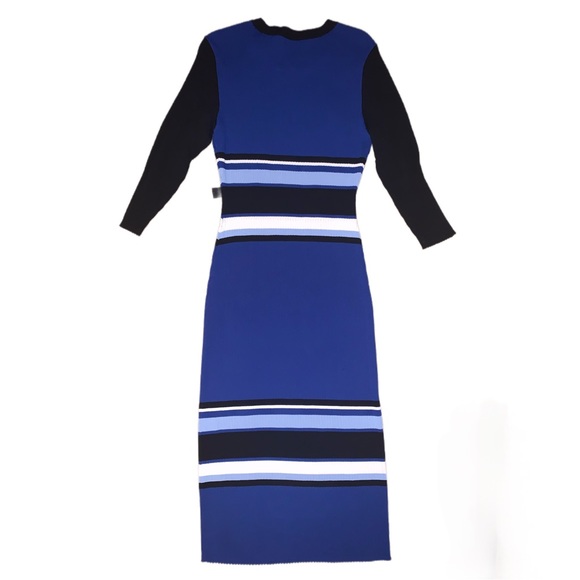 NY & Company Blue Multi-Stripe Midi Dress - Picture 3 of 5